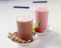 Schokoladen- und Erdbeershake