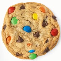 M&M Chocolate Chip Cookie; White Background