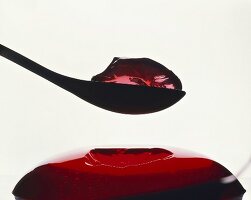 Red jelly with spoon