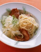 Spaghetti mit Fenchel und Schweinefiletscheiben - südliches Flair