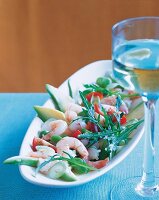 Shrimps-Salat mit Avocado,Rauke, Tomaten,Lauch