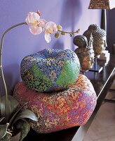 Sitzsäcke mit Brokat-Patchwork aus Kunstseide, orientalisch