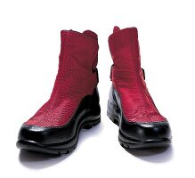 sportliche Nylonstiefel mit Fleecefutter, rot und schwarz