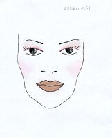 Sketch of woman's face with make-up