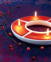 Ceramic ring filled with candle wax - modern advent wreath