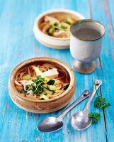 Chicken soup with linguine