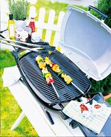 Schaschlik-Spieße auf Gasgrill 