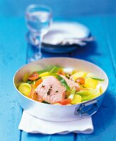 Salmon with summer vegetables