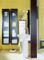 Sink, vanity and wall units in bathroom