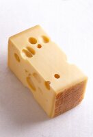 Close-up of emmentaler cheese on white background
