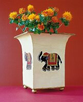 Blumenübertopf mit Elefantenmuster Geschenkidee