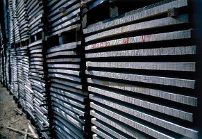 Oak planks for wine barrels production, outdoor