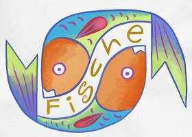 Sternzeichen Fische - abstrakte Zeichnung, bunt