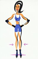 Illustration of woman standing on skating track for workout 