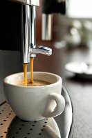 Close-up of freshly brewed coffee from coffee machine
