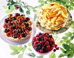 Pflaumen-Quark-Torte, Schichttorte mit Pfirsichcreme, Joghurttorte