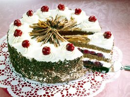 Black forest cake with cherry and chocolate