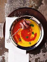 Red and yellow pepper soup
