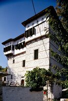 View of tower house in Vizitsa village on Pelion mountain, Greece