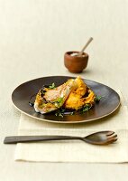 Fried snapper with carrot and apple puree