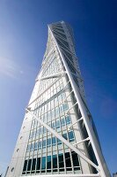 View of Turning Torso skyscraper in Malmo, Sweden