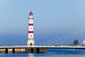 Leuchtturm in Malmö am Öresund, Schweden.