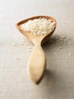 Basmati rice on wooden spoon