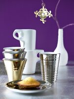 Various platinum, ceramic and gold plated cups