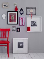 Pictures of various formats on grey wall