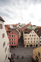 View of facades of building in Regensburg, Germany