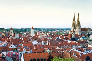 Regensburg: Domblick vom Turm des St Emmeram. Stadtansicht