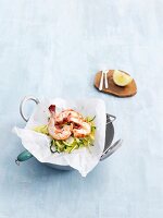 Prawn parcels with courgette strips