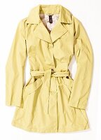Yellow short trench court on white background