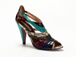 Freisteller, Peeptoe, Python-Print, mehrfarbig