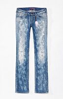 Light blue skinny jeans on white background