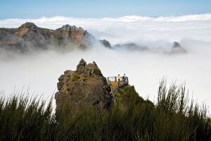 Vantage point on the mountain trail above the clouds, Madeira, Portugal