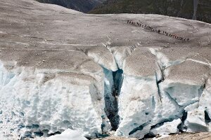 Hikers in Aletsch Glacier, Marjelesee, Valais, Switzerland