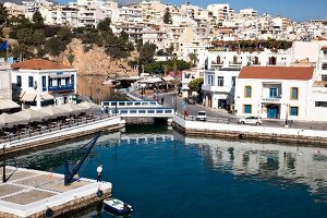View of cityscape of Agios Nikolaos in Crete, Greece