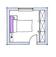 Schlafzimmer, Raumgestaltung, Betthaupt, Grundriss, Illustration