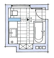 Badezimmer, Stauraum durch Apotheker auszüge, Grundriss, Illustration