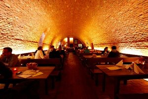 People dining at Augustiner Keller, Munich, Germany