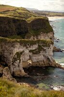 View of Antrim coast cliffs and sea, Ireland, UK