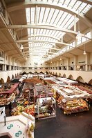 Market hall with glass roof in Stuttgart, Germany