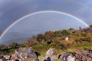 View of Killarney National Park with rainbow at Ring of Kerry, Ireland, UK