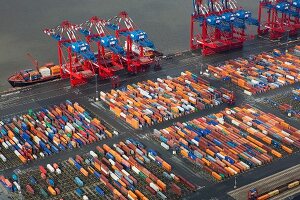 Bremerhaven: Hafen, Container- Terminal, Vogelperspektive