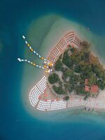Aerial view of beach in Oludeniz, Aegean, Turkey
