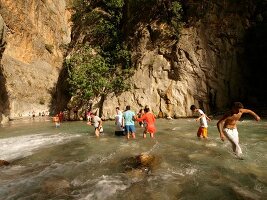 People enjoying at Saklikent Canyon in Mugla province, Turkey