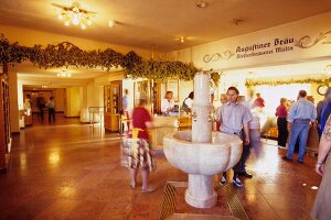 People at Augustiner Brau in Salzburg, Austria, blurred motion