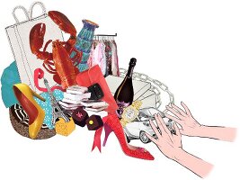 Various messed up things like paraphernalia, shoes and many more, illustration