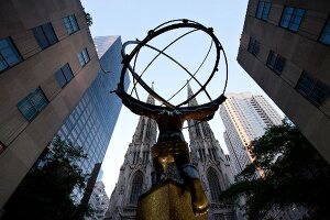 Atlas statue outside Rockefeller Center in New York, USA